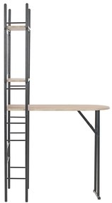 Set tavolo e sedie pieghevoli con scaffale 3 pz mdf e acciaio