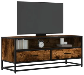 Mobile Tv Rovere Fumo 100x34,5x40cm Legno Multistrato E Metallo /