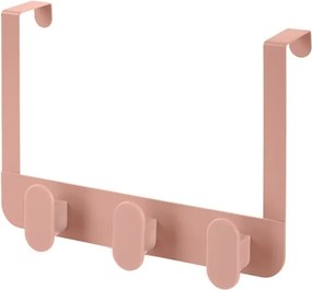 Gancio bagno triplo in acciaio e plastica rosa rettangolare Fiore