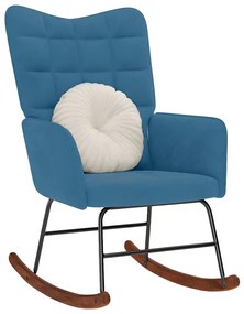 Sedia A Dondolo Blu İn Velluto /
