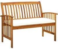 Panchina da Giardino con Cuscino 119 cm Legno Massello d'Acacia 312132