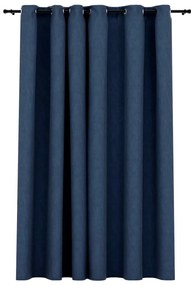 Tenda Oscurante Effetto Lino con Occhielli Blue 290x245cm