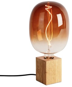 Lampada da tavolo rustica in legno naturale con LED G170 - Bloc