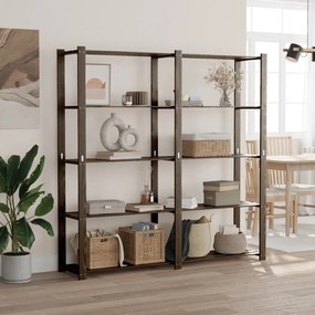 Scaffale A 5 Livelli Nero 170x38x170 Cm İn Legno Di Pino /
