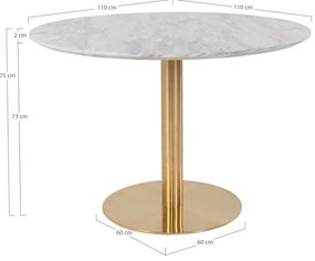 Tavolo da pranzo rotondo con piano in marmo ø 110 cm Bolzano - House Nordic