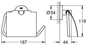 GROHE 40367001 - Porta rotolo per carta igienica ESSENTIALS 167 x 119 mm cromo lucido