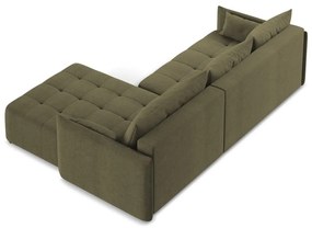 Divano angolare color kaki allungabile/con contenitore (con penisola a destra/con chaise lounge) Moku – Makamii