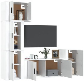 Set di mobili porta tv 5 pz bianco lucido in legno multistrato