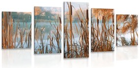 Quadri 5 pezzi – Fiume tra la natura autunnale