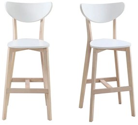 Set di 2 sgabelli da bar scandinavo bianco e legno LEENA