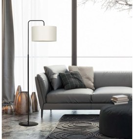 Piantana Contemporaneo Sigfrido Acciaio Nero Ecru 1 Luce E27 Ip20