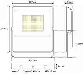 Proiettore LED 100W IP65 145lm/W Colore Bianco Caldo 3.000K