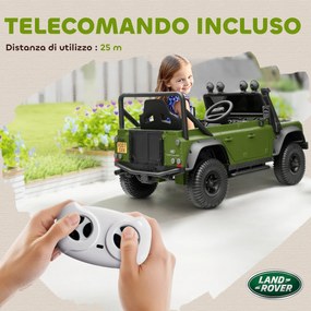 Macchina Elettrica per Bambini Licenza Ufficiale Land Rover Defender 12V con Telecomando Verde...