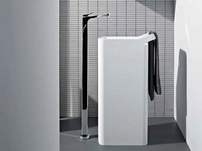 Zucchetti Lab 03 Lavabo Free Standing 48x40 H.89 a pavimento con portasalviette in cristalplant bianco