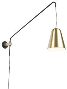 Applique da parete retrò oro/ottone con paralume - Demi