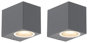 Set di 2 applique moderne grigio scuro IP44 - Baleno