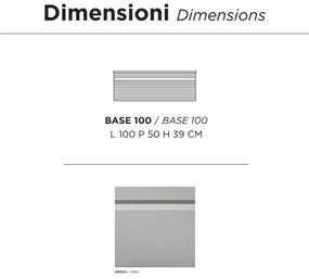 Cassetto sospeso portalavabo da bagno in PVC 100 cm RIO Grigio