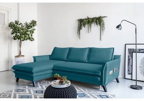 Divano letto angolare turchese, angolo sinistro Charming Charlie - Miuform