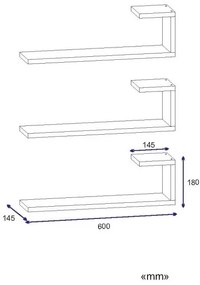 SET 3x Mensola da parete EMILY 18x60 cm bianca