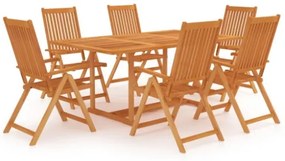 Set da Pranzo da Giardino 7 pz in Legno Massello di Teak