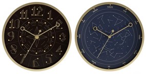 Orologio da Parete DKD Home Decor Nero Azzurro Alluminio (30 x 4 x 30 cm) (2 pezzi)