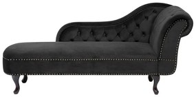 Chaise longue destra in velluto nero NIMES Beliani