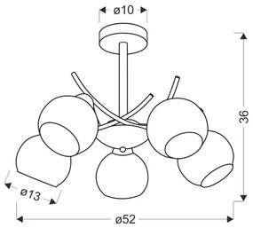 Lampadario a sospensione con supporto rigido AMOS 5xE27/40W/230V cromo lucido