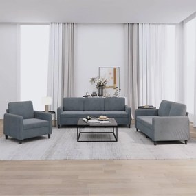 Set Di Divani 3 Pz Grigio Scuro İn Velluto /