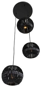 Lampada a sospensione moderna nera 3 luci - Zoë