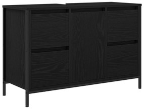 Set di mobili per bagno a 2 pezzi in legno ingegnerizzato nero