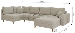 Divano angolare beige in tessuto bouclé (angolo destro/"U") Ariella - Ropez