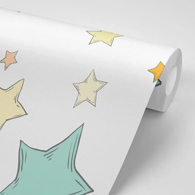 Carta da parati – Stelline spaziali con sfondo bianco