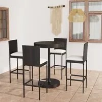 Set Bar da Giardino 5 pz con Cuscini Polyrattan Nero 3064766