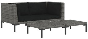 Set Divani da Giardino 3 pz Grigio Scuro Polyrattan Mezzo Tondo