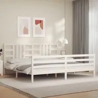 Giroletto con Testiera Bianco 200x200 cm in Legno Massellocod mxl 117743