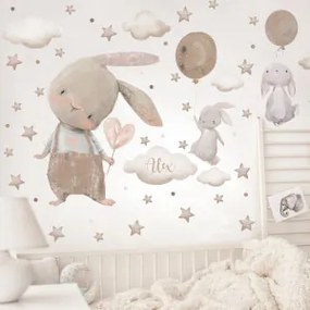 Coniglietti nel design marrone - adesivi per bambini | Inspio