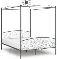 Letto a Baldacchino Grigio in Metallo 180x200 cm 284485