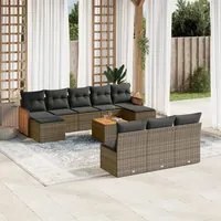 Set Divani da Giardino 11 pz con Cuscini in Polyrattan Grigio 3260478