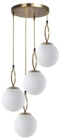 Lampadario bianco/dorato con paralume in vetro ø 30 cm Morino – Opviq lights