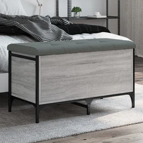 Panca Portaoggetti Grigio Sonoma 82x42x45 Cm Legno Multistrato /