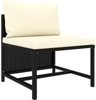 Divano Centrale Modulare con Cuscini in Polyrattan Nero 313508