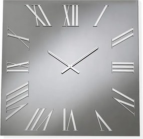 Orologio quadrato in cristallo Fumč e numeri Argento 80x80 cm - ROGER