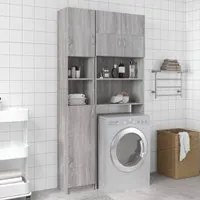 Armadietto Bagno Grigio Sonoma 32x25,5x190 cm Legno Multistrato cod mxl 11977