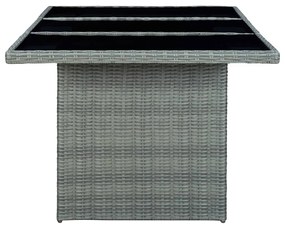 Tavolino da giardino grigio chiaro polyrattan e vetro temperato