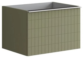 Mobile da bagno sotto lavabo Pixel grid frontale verde salvia e maniglia alluminio brillante laccato L 60 x H 40 x P 45.5 cm 2 cassetti, lavabo non incluso