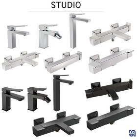Rubinetto per lavabo Studio nero cromato opaco SENSEA H 35 cm