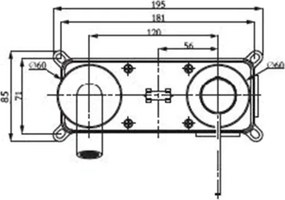 Miscelatore Lavabo A Muro In Ottone Cromato Lucido Smooth Rubicer