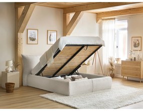 Letto matrimoniale imbottito color crema con contenitore con rete inclusa 160x200 cm Jade – Bobochic Paris