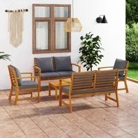 Set Divani da Giardino 5 pz con Cuscini in Legno Acacia cod mxl 41094