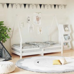 Giroletto Per Bambini Bianco 80x160cm İn Legno Massello Di Pino /